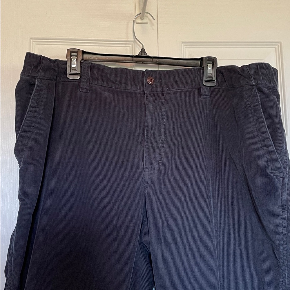 L.L. Bean BeanFlex Standard Fit Navy Blue Corduroy Pants  XXL 22” waist